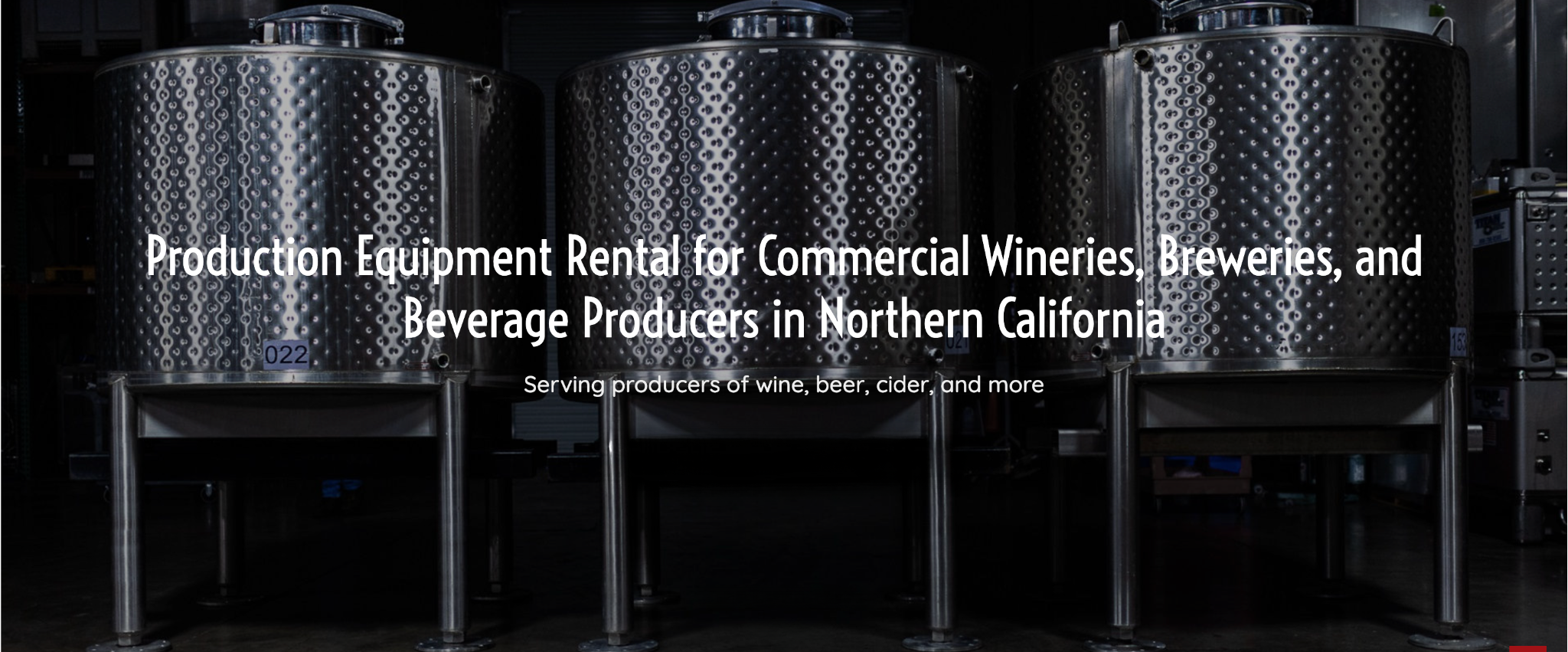Production Equipment for Rent - Tanks, Filtration, Bottling, Sanitation